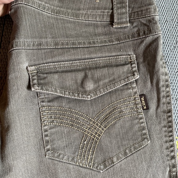 Kuhl pants jeans women’s brown gray mushroom NWOT back pockets flair size 8 10 - Picture 4 of 12